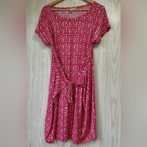 MICHAEL Michael Kors Pink Print T-Shirt Wrap Dress Size L EUC - Picture 1 of 3